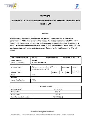 Reference implementations of IO server combined with Parallel I/O