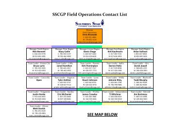 SSCGP Field Operations Contact List SEE MAP BELOW