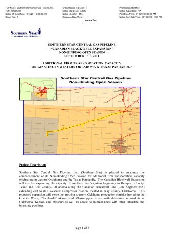 Non-Binding Open Season - Southern Star Central Gas Pipeline, Inc