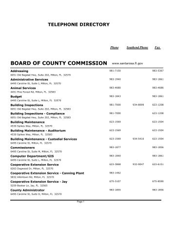 Public Telephone Directory - Santa Rosa County