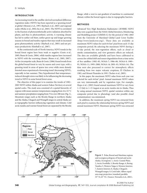 Verbyla, D.. 2008 The greening and browning of Alaska based on ...