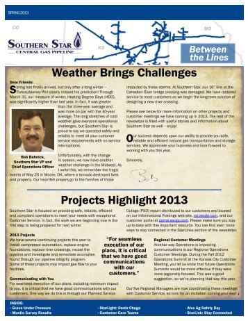 Southern Star's 2013 Summer Newsletter "Between the Lines"
