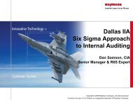 Six Sigma Approach to Internal Auditing - IIA Dallas Chapter