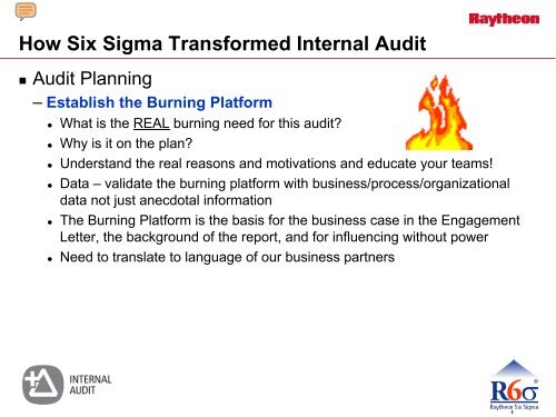 Six Sigma Approach to Internal Auditing - IIA Dallas Chapter