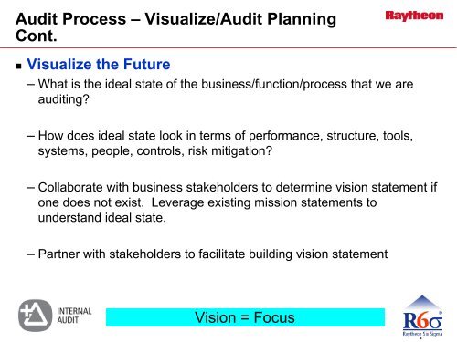 Six Sigma Approach to Internal Auditing - IIA Dallas Chapter