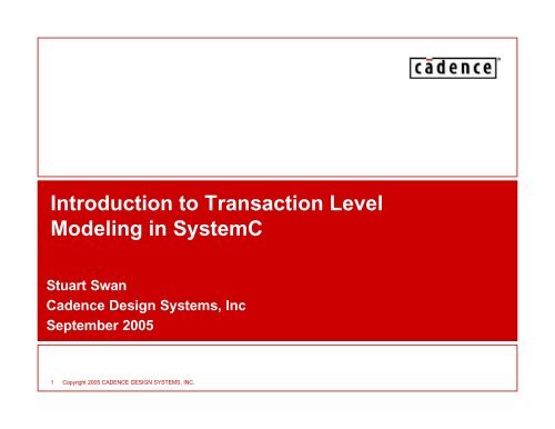 Introduction to Transaction Level Modeling in SystemC