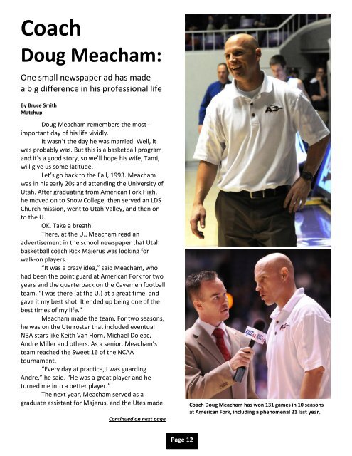 Coach Doug Meacham - MatchupUT.com