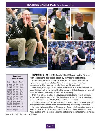 RIVERTON BASKETBALL: Coaches profiles - MatchupUT.com