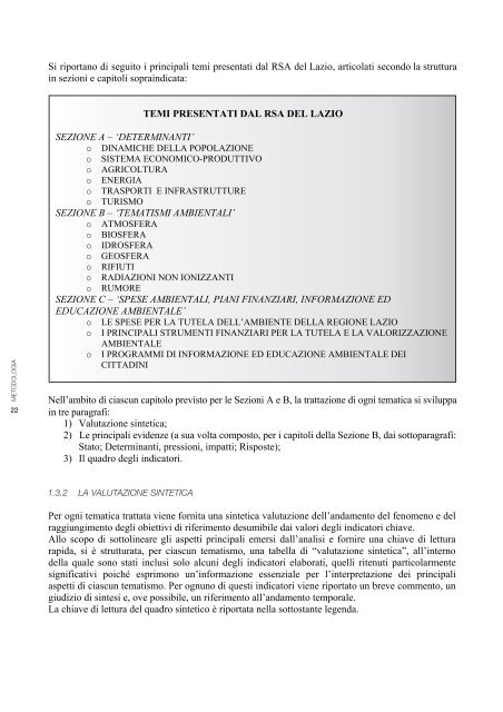 RAPPORTO SULLO STATO DELL'AMBIENTE DEL ... - Regione Lazio