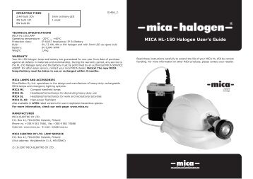 hl-150 halogen eng - Mica Elektro OY Ltd