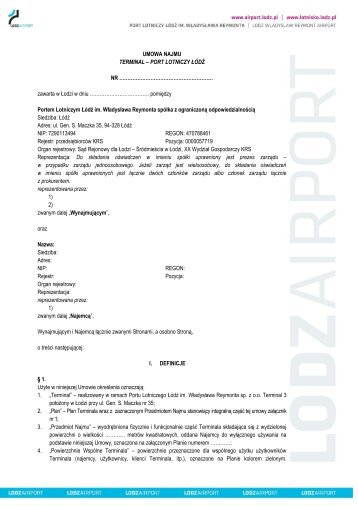 Umowa najmu - Biuletyn Informacji Publicznej Portu Lotniczego ÅÃ³dÅº