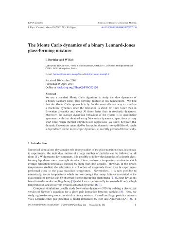 J. Phys.: Condens. Matter 19, 205130 - Laboratoire Charles Coulomb