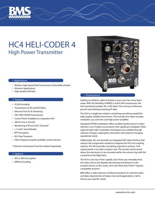 Heli-Coder 4 Datasheet - Broadcast Microwave Services