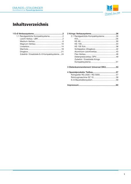 Inhaltsverzeichnis - Emunds + Staudinger GmbH