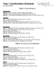 Year 1 Confirmation Schedule - St. James Parish