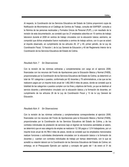 Informe de Resultados 2008 ASF - Universidad de Colima