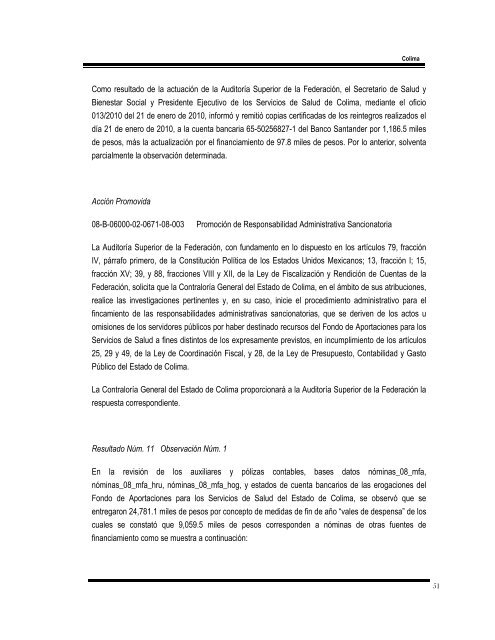 Informe de Resultados 2008 ASF - Universidad de Colima