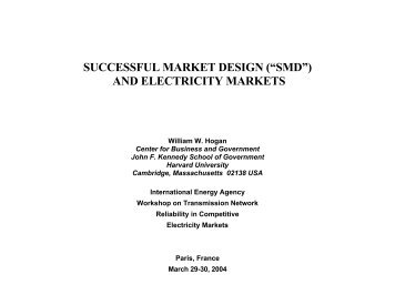 Successful Market Design and Electricity Markets - KnowledgePlex