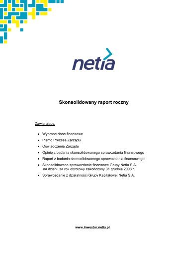 Skonsolidowany raport roczny.pdf - Netia SA