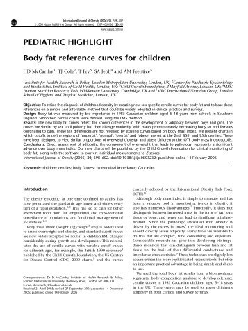 PEDIATRIC HIGHLIGHT Body fat reference curves for children - Tanita