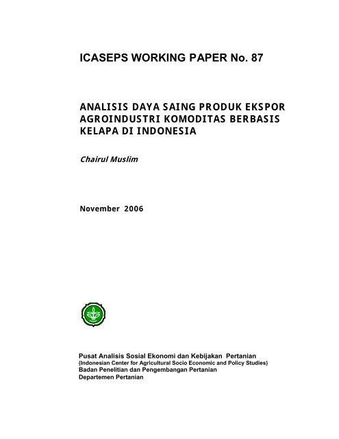 Analisis Daya Saing Produk Ekspor Agroindustri Komoditas