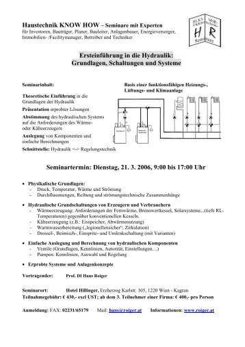 ErsteinfÃ¼hrung in die Hydraulik - Prof. DI Hans Roiger