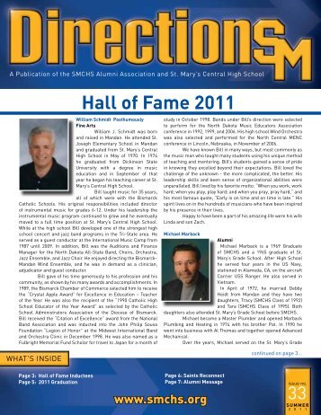 Hall of Fame 2011 continued - St. Mary's Central High School