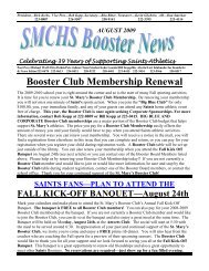 Booster Club Membership Renewal - St. Mary's Central High School