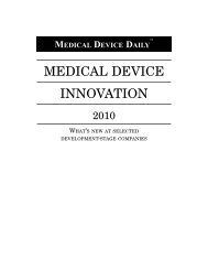 MEDICAL DEVICE INNOVATION - Medical Device Daily
