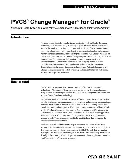 PVCS® Change Manager™ for Oracle® - Synergex