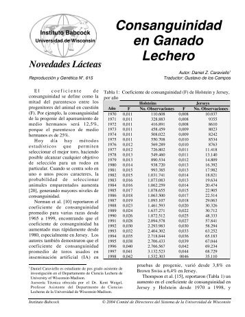 Consanguinidad en Ganado Lechero - Babcock Institute - University ...