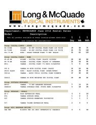 Keyboard Rental Rates - Long & McQuade