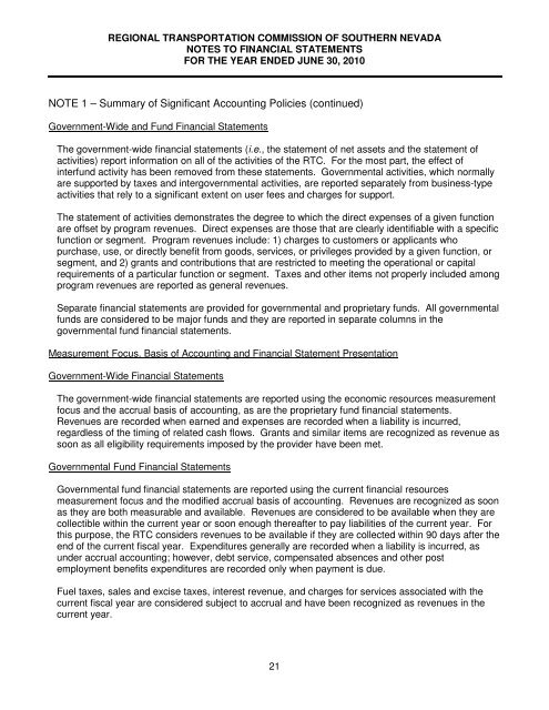 2010 Component Unit Financial Statements - Regional ...