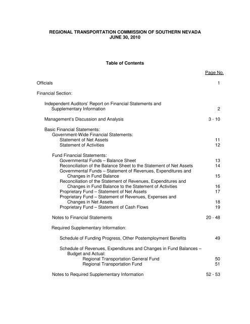 2010 Component Unit Financial Statements - Regional ...