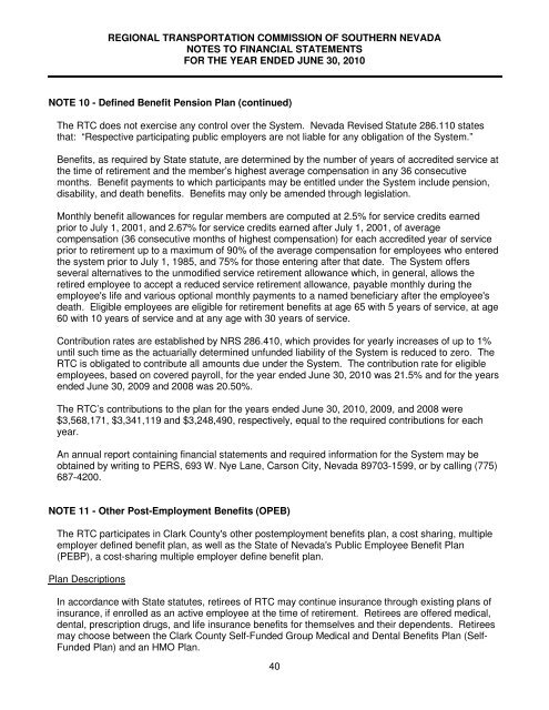 2010 Component Unit Financial Statements - Regional ...