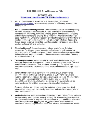 CCIH 2011 - 25th Annual Conference FAQs REGISTER NOW https ...