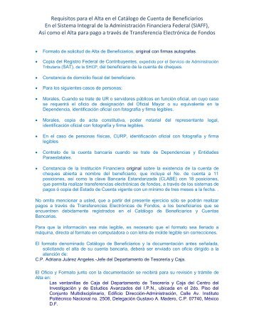 Requisitos para el alta de beneficiarios en el SIAFF - AdministraciÃ³n ...
