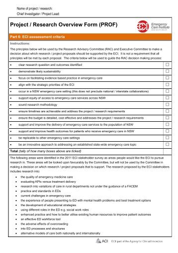Assessment criteria and decision form For ECI use in determining ...