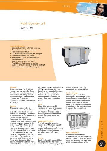 Heat recovery unit WHR DA - J.E. StorkAir