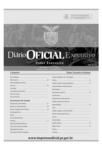 1 SumÃ¡rio Poder Executivo Estadual Secretarias de ... - SindiSeab