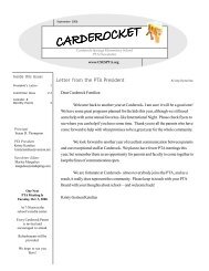 Letter from the PTA President - Carderock Springs PTA