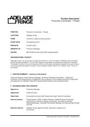 Position Description Production Coordinator ... - Adelaide Fringe