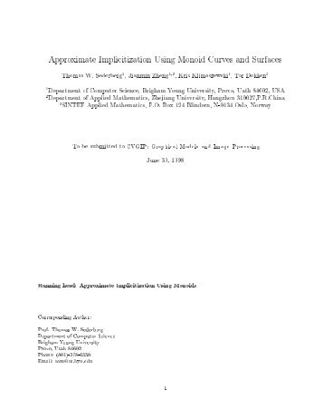 Approximate Implicitization Using Monoid Curves and Surfaces