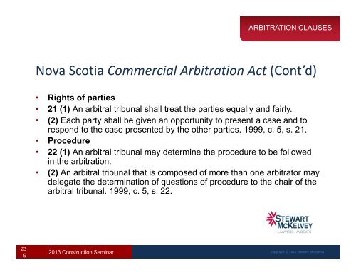 Arbitration Clauses - Stewart McKelvey