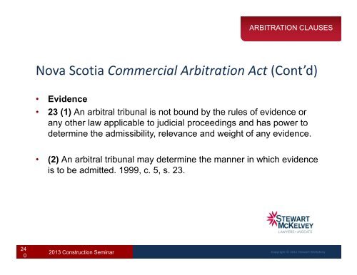 Arbitration Clauses - Stewart McKelvey