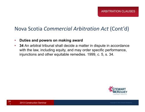 Arbitration Clauses - Stewart McKelvey
