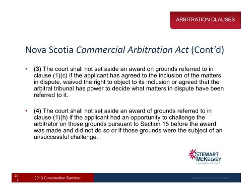 Arbitration Clauses - Stewart McKelvey