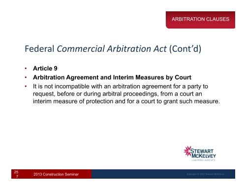 Arbitration Clauses - Stewart McKelvey