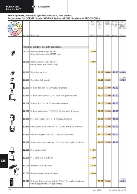 Glass fittings and accessories