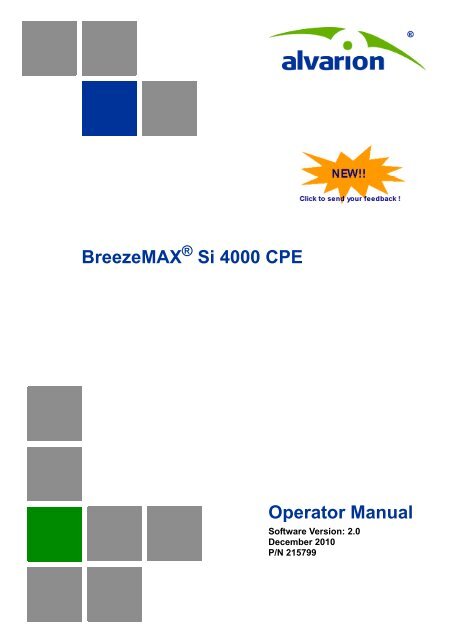 Operator Manual BreezeMAX Si 4000 CPE - Alvarion